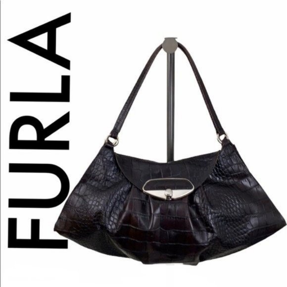 Furla Handbags - FURLA LARGE DARK BROWN SHOULDER BAG